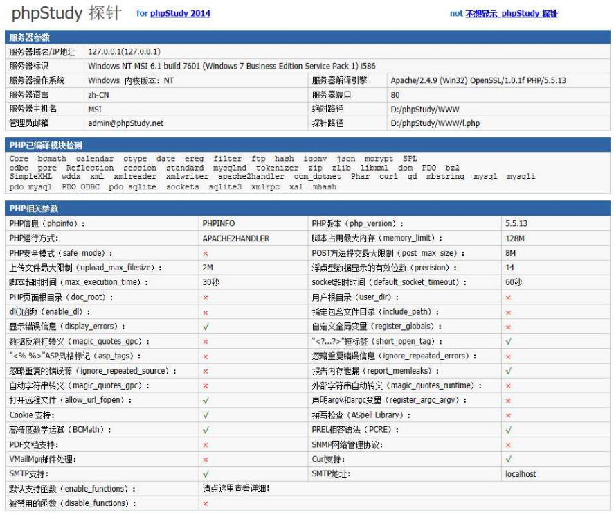 phpStudy探针2014