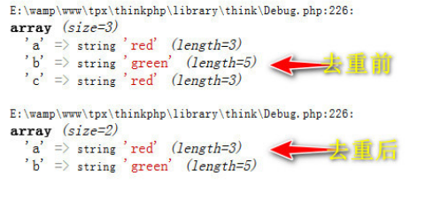 php数组元素快速去重