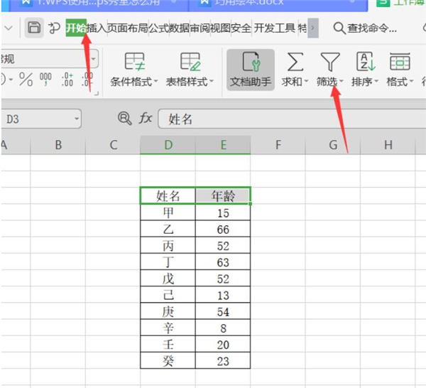 WPS使用筛选器进行筛选分类方法