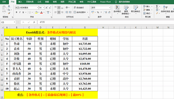 Excel 2019中使用条件格式分析数据的7