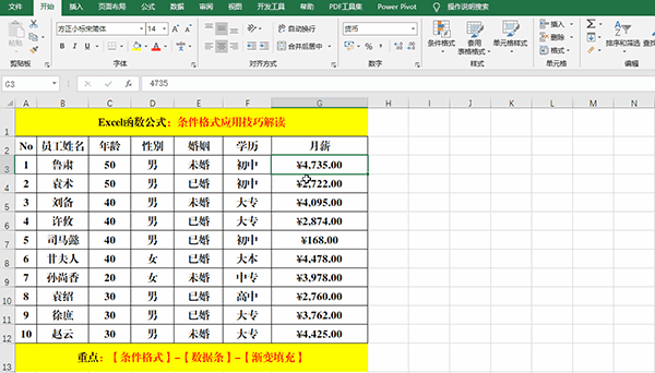 Excel 2019中使用条件格式分析数据的7