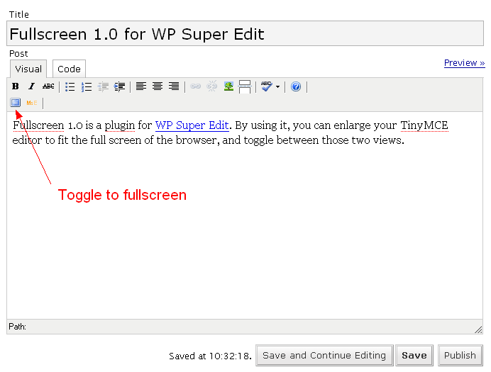 Fullscreen for WP Super Edit
