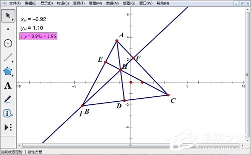 几何画板怎么度量直线方程？