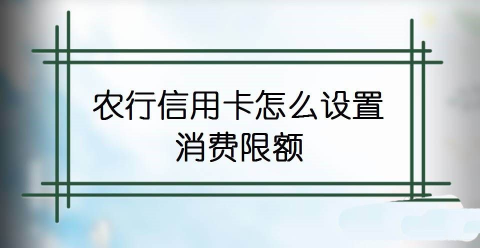 农行信用卡怎么限额? 农行信用卡限制消费的技巧