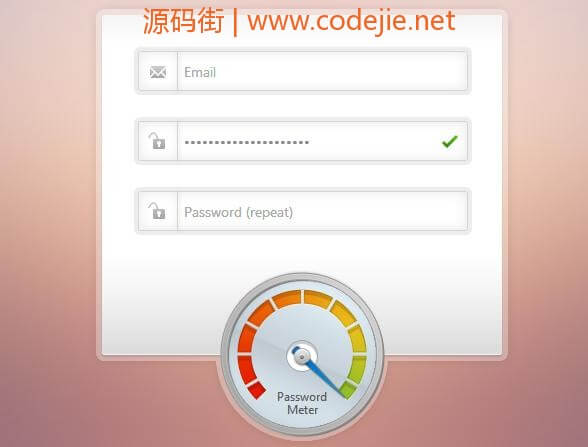 CSS3密码强度验证表单-码速表样式