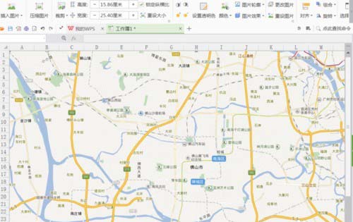 WPS表格中怎么插入广东佛山地图?