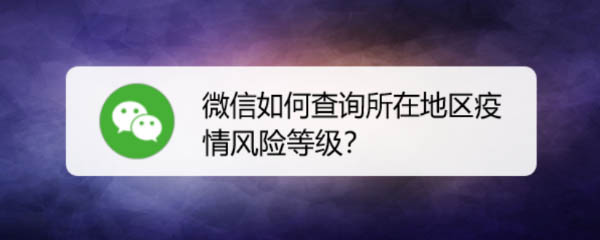 微信怎么查询某地区疫情风险等级? 微信查询疫情风险等级的教程