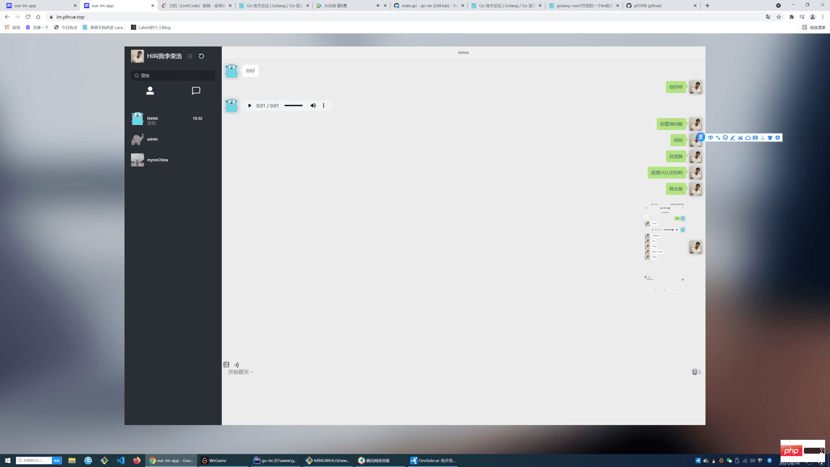 golang+vue3开发的一个im应用