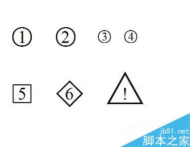 word如何打带圈、带方框、带三角的数字或字母?