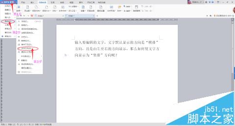wps文档中的文字怎么改变文字显示方向?