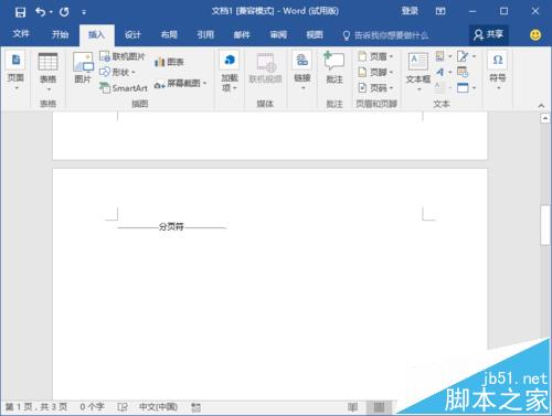 Word2016文档怎么插入分页符? Word2016分页符的使用方法