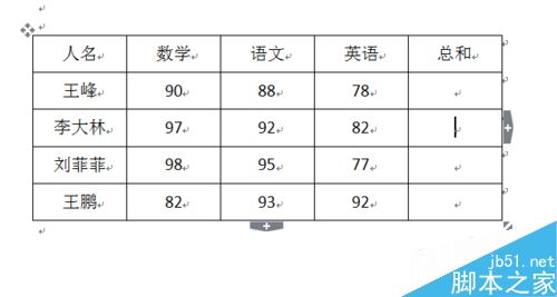 word怎么给成绩求和呢?