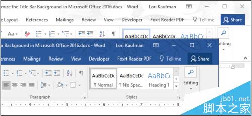 microsoft office2016怎么自定义设置标题栏主题?