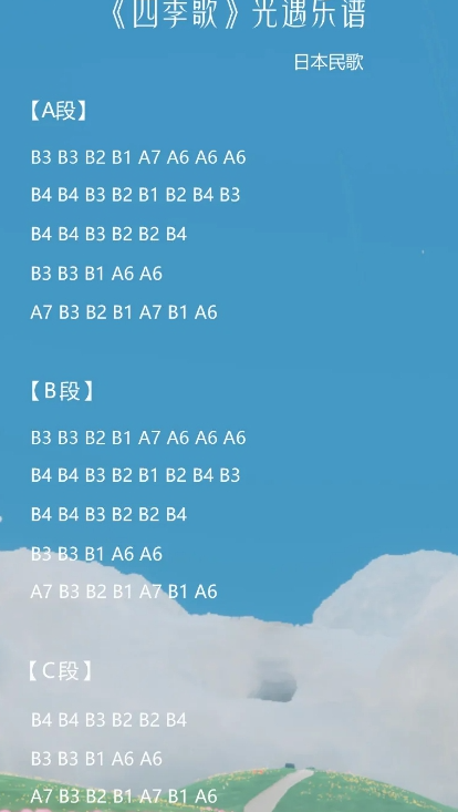 《光遇》四季歌怎么弹？四季歌乐谱推荐