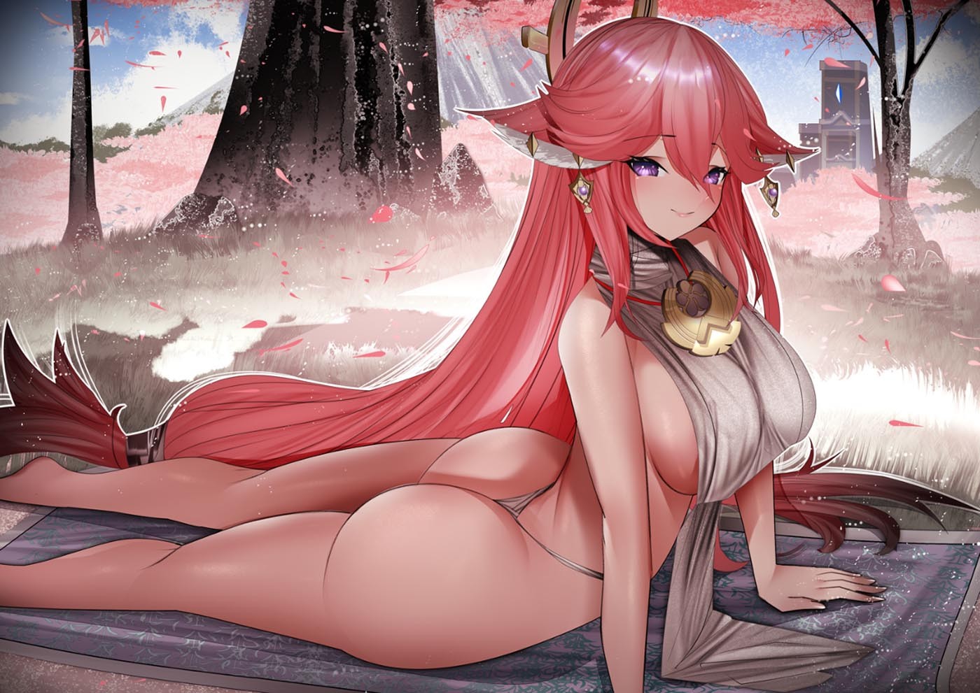 八重神子掀开副乳图