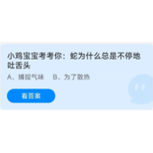 蚂蚁庄园2022年8月15日答案介绍-蚂蚁庄园8.15小鸡宝宝考考你蛇为什么总是不停地吐舌头