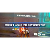 原神似乎未持有足够的权能怎么办-原神似乎未持有足够的权能解决方法