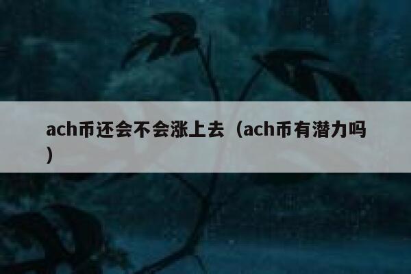 ach币还会不会涨上去（ach币有潜力吗） 第1张