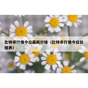 比特币行情今日最新价格（比特币行情今日价格表）