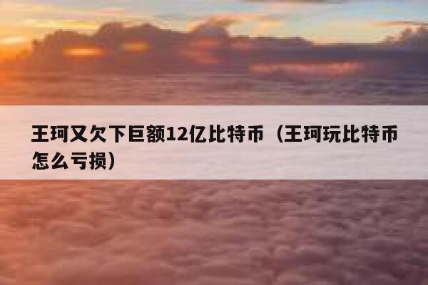 王珂又欠下巨额12亿比特币（王珂玩比特币怎么亏损） 第1张