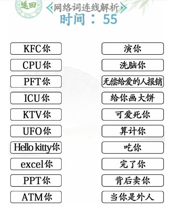 《汉字找茬王》网络词连线解析通关攻略