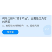 蚂蚁庄园2022年7月2日答案一览-蚂蚁庄园7.2荷叶之所以“滴水不沾”,主要是因为它的表面