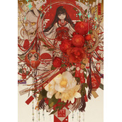 浓浓的和风味道的少女插画图片