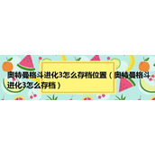 奥特曼格斗进化3怎么存档位置