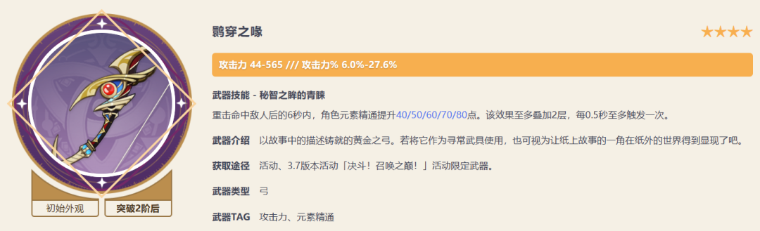 原神新武器鹮穿之喙适合谁_原神新武器鹮穿之喙测评