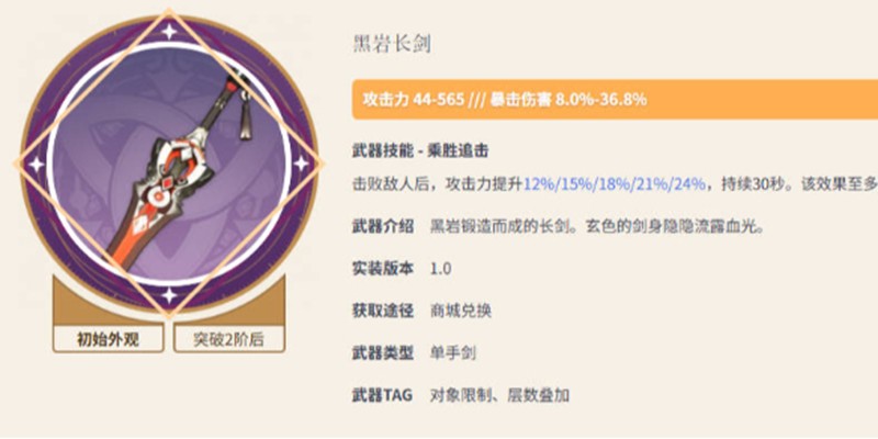 原神黑岩长剑90级面板是多少-黑岩长剑满级属性详解