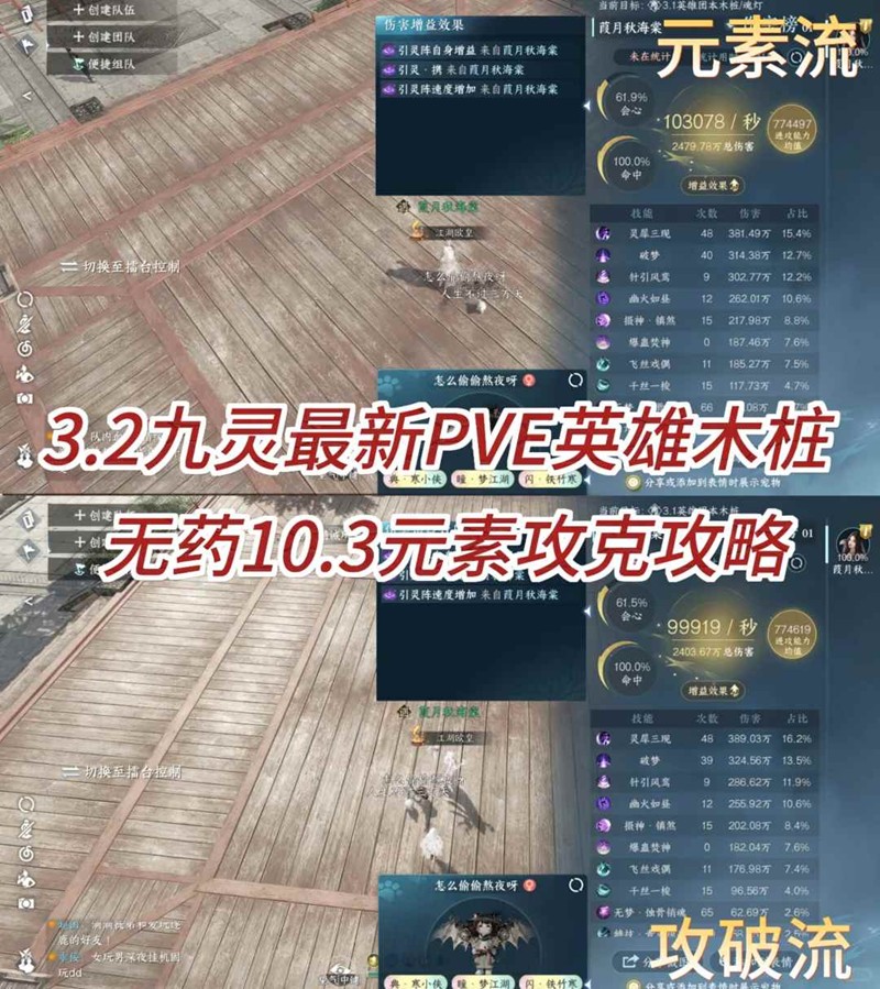 逆水寒九灵最新pve英雄团本桩-10.3w元素攻克