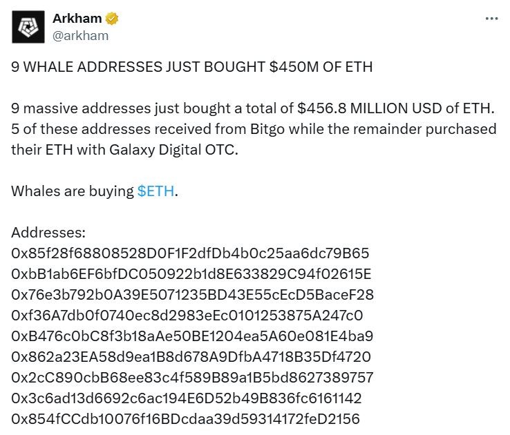比特币（BTC）巨鲸现持有38亿美元以太坊（ETH），分析师称此举彰显市场成熟度