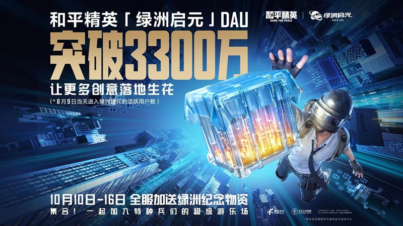 和平精英绿洲启元日活突破3300万-全服送纪念物资