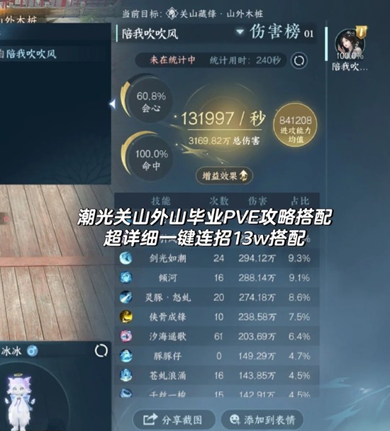 逆水寒潮光关山赛季毕业搭配-一键连招13w打造