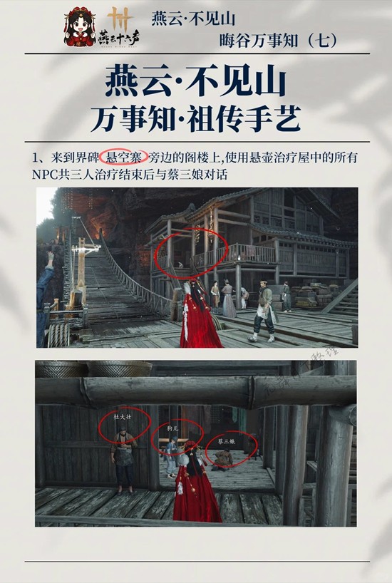 燕云十六声不见山万事知 晦谷之七祖传手艺怎么做攻略