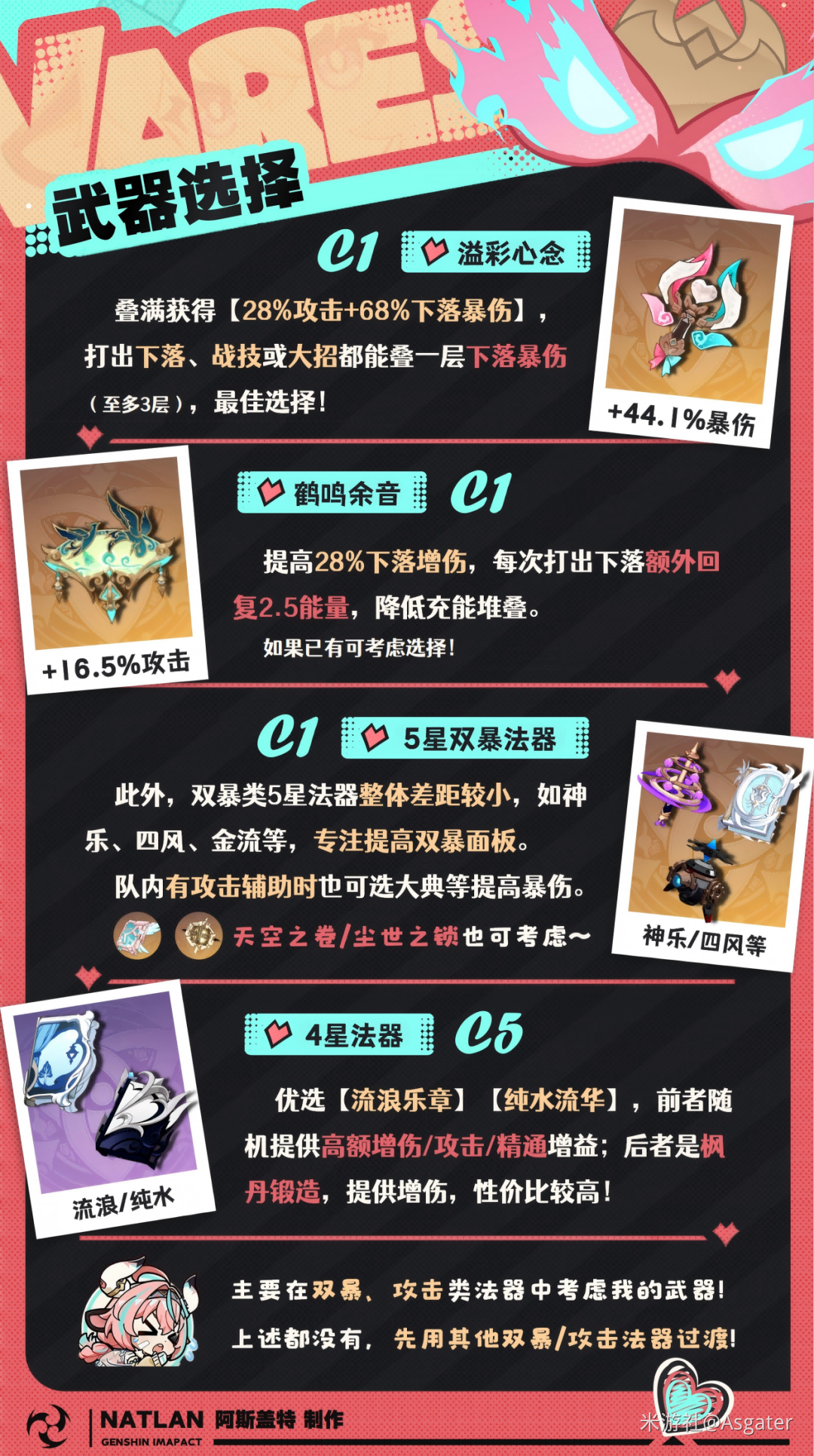 原神2026瓦雷莎武器选择推荐