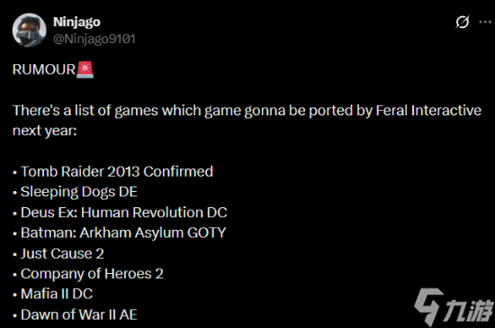 曝超多经典大作移植手游！热血无赖蝙蝠侠古墓丽影等