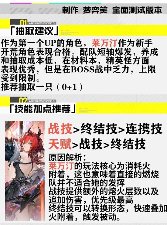 明日方舟终末地莱万汀培养指南