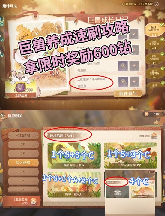 无限暖暖2.1版本巨兽养成计划 巨兽养成日记速刷攻略