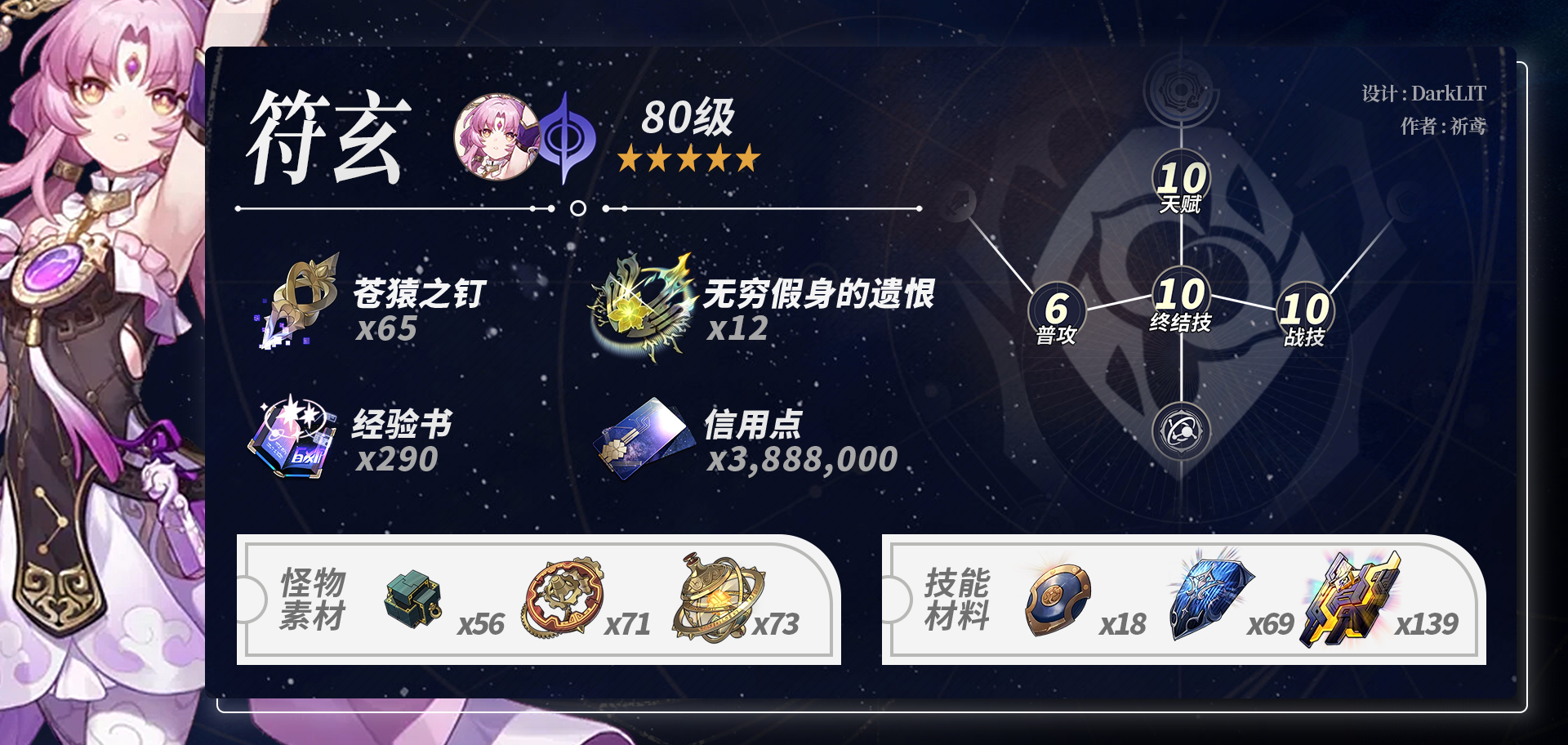 崩坏星穹铁道符玄养成材料一览