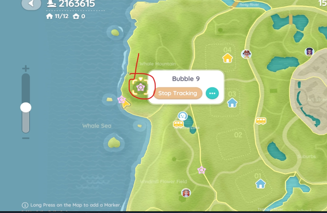 《心动小镇》全粉色泡泡位置介绍